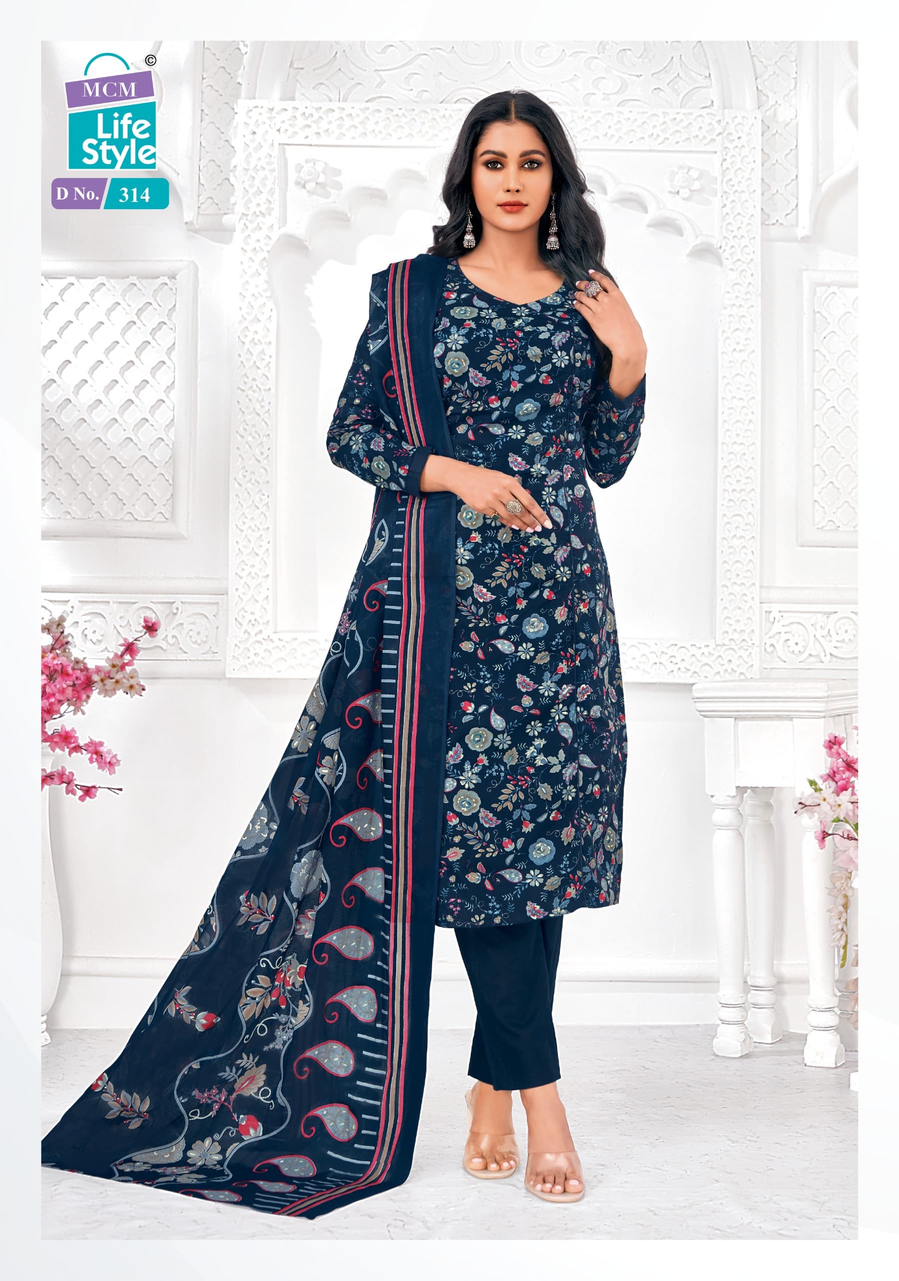 MCM Saanvi Wholesale Lawn Cotton With Foil Print And Mul Dupatta Dress Material
