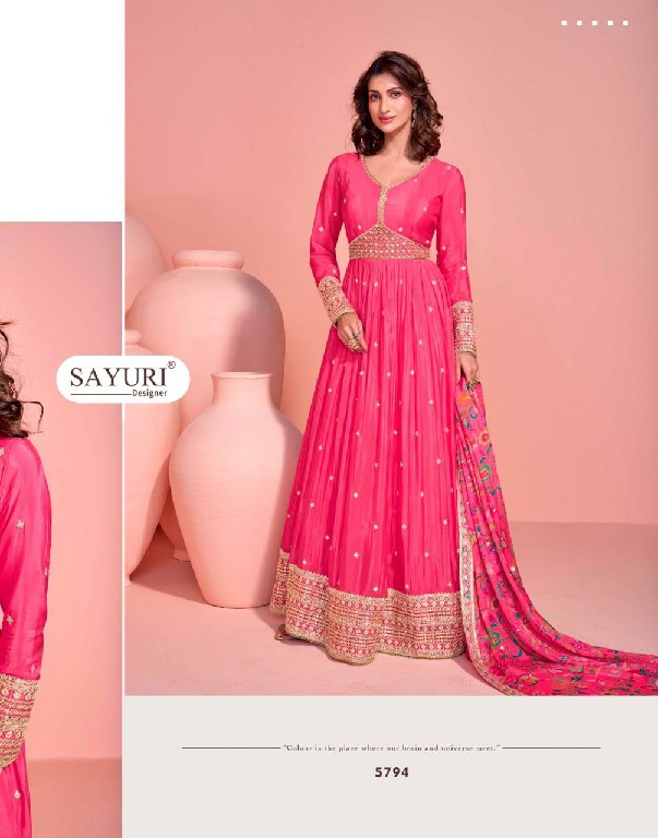 sayuri designer mayuri chinon silk readymade exclusive gown set exports