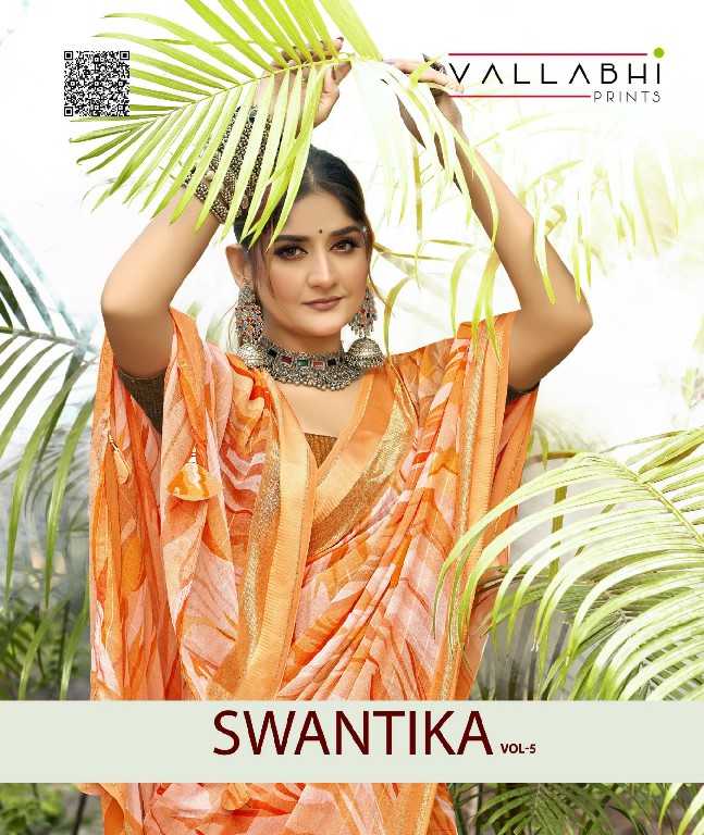 Vallabhi Swantika Vol-5 Wholesale Georgette Fabrics Abstract Print Sarees