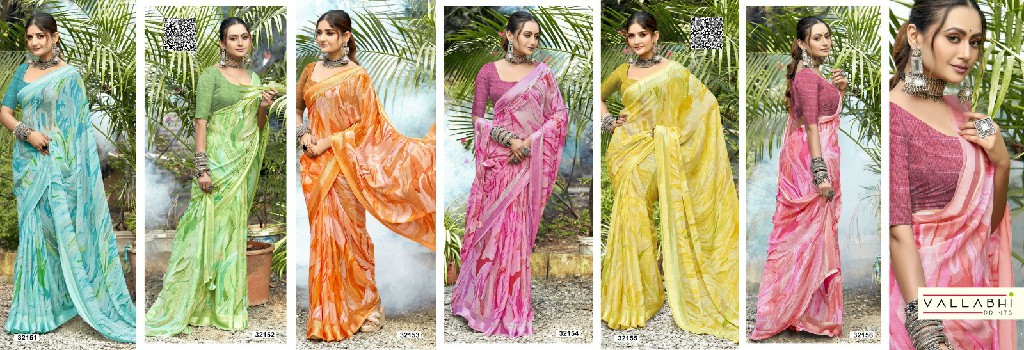 Vallabhi Swantika Vol-5 Wholesale Georgette Fabrics Abstract Print Sarees