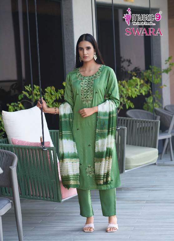 Mystic 9 Swara Vol-2 Wholesale Rayon Dobby Lurex Straight Cut Catalog