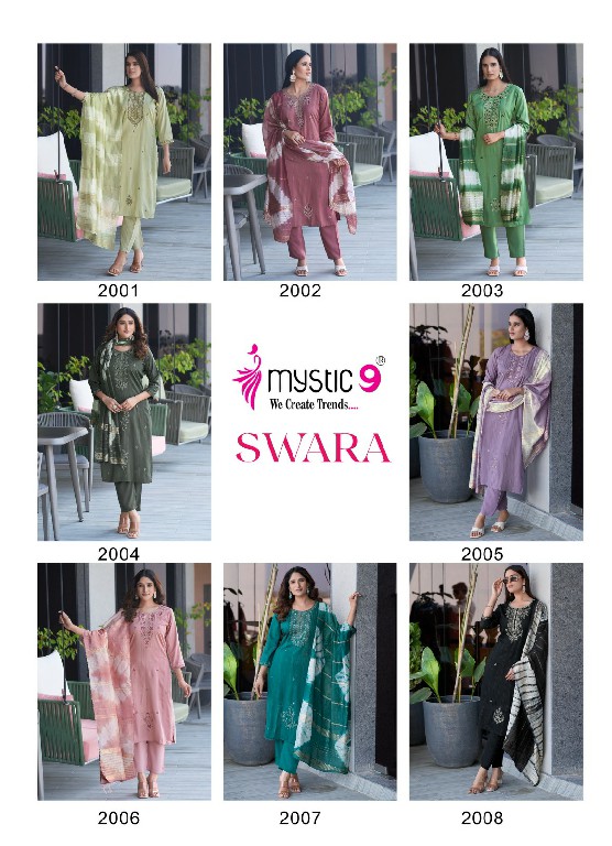Mystic 9 Swara Vol-2 Wholesale Rayon Dobby Lurex Straight Cut Catalog