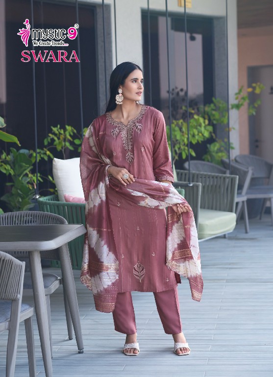 Mystic 9 Swara Vol-2 Wholesale Rayon Dobby Lurex Straight Cut Catalog