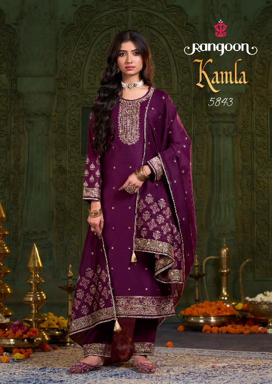 Rangoon Kamla Wholesale Dyed Jacquard With Khatli Work Readymade Suits