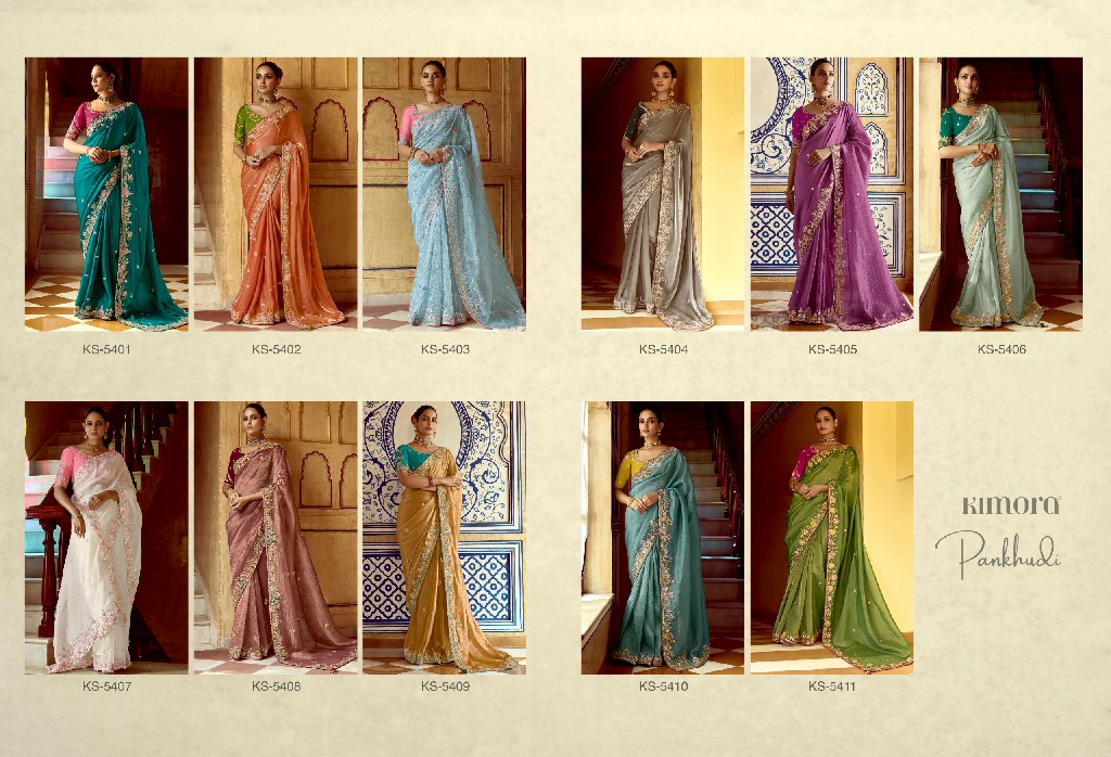 Kimora Pankhudi Wholesale Fancy Fabrics With Sequence Work Designer Sarees
