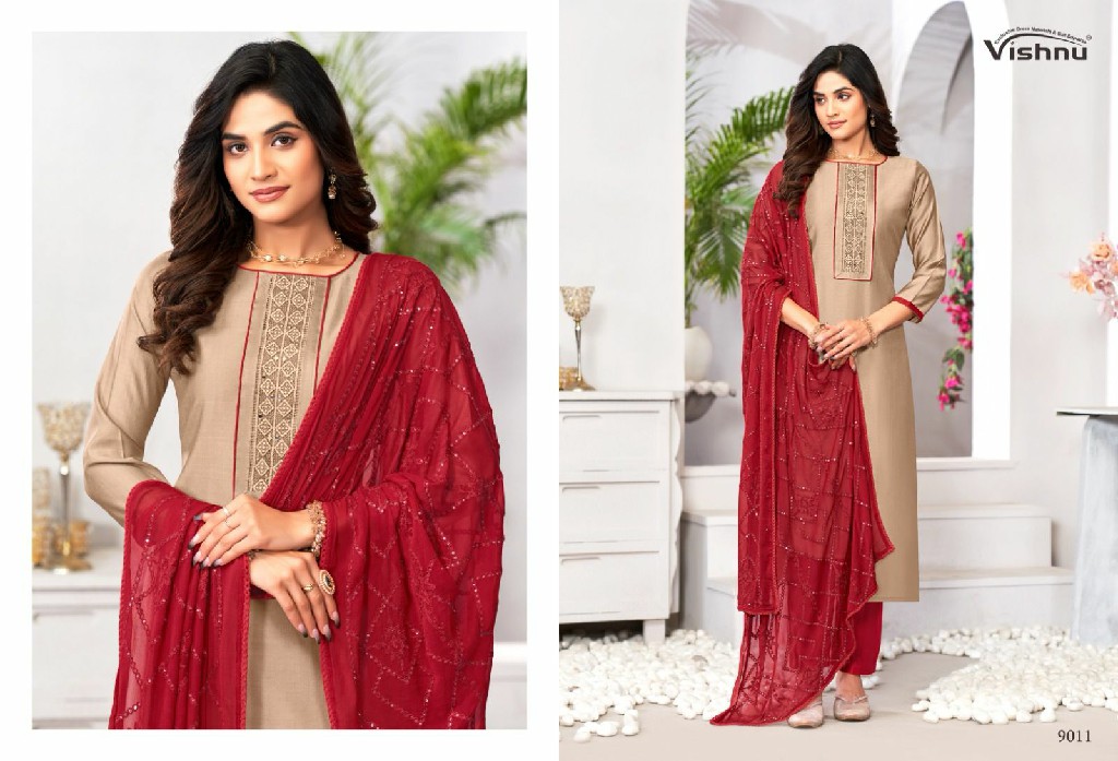 Vishnu Monalisha Wholesale Vertican Fabrics With Work Dress Material