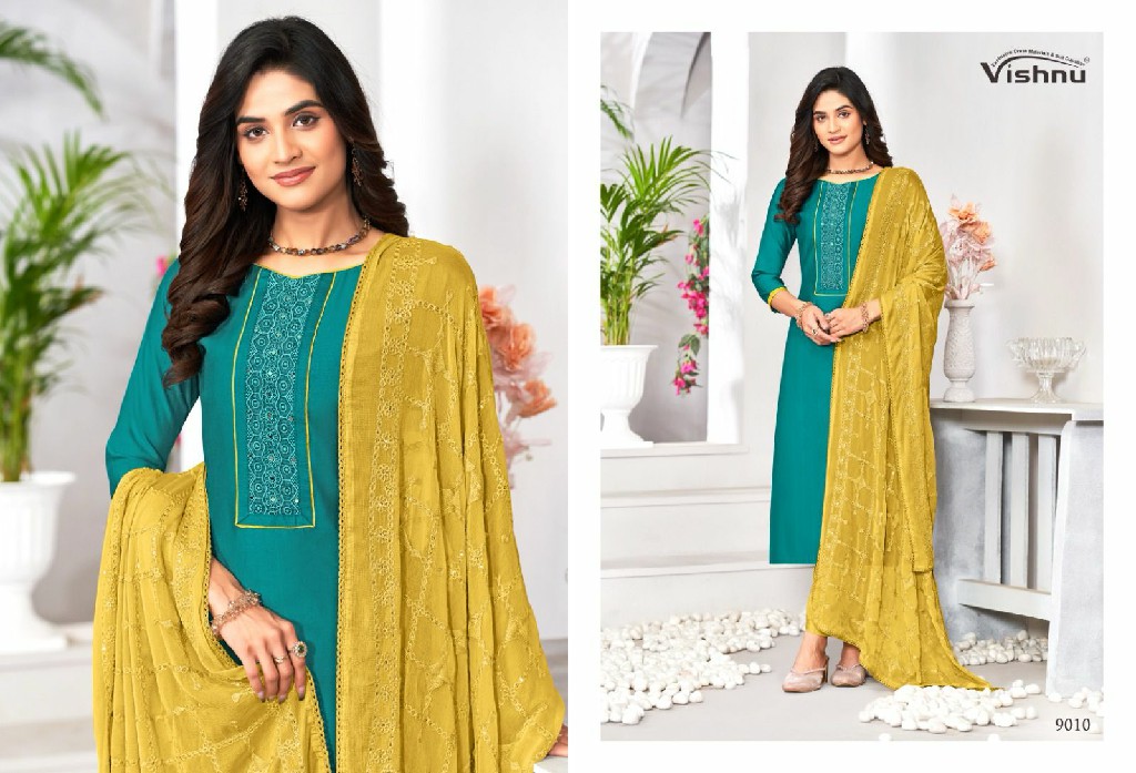 Vishnu Monalisha Wholesale Vertican Fabrics With Work Dress Material