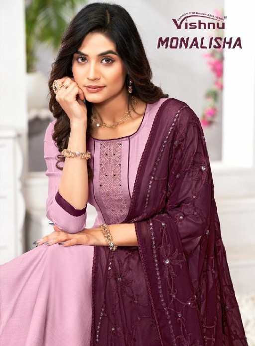 Vishnu Monalisha Wholesale Vertican Fabrics With Work Dress Material