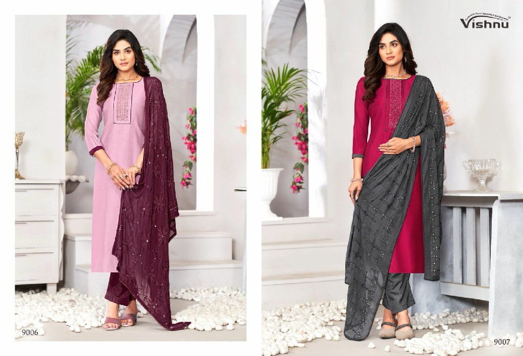 Vishnu Monalisha Wholesale Vertican Fabrics With Work Dress Material