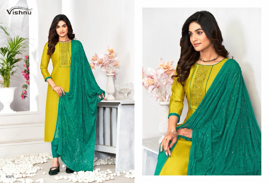 Vishnu Monalisha Wholesale Vertican Fabrics With Work Dress Material