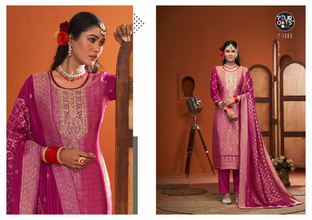 Fourdots Mruga Wholesale Viscose Muslin Jacquard Work Dress Material