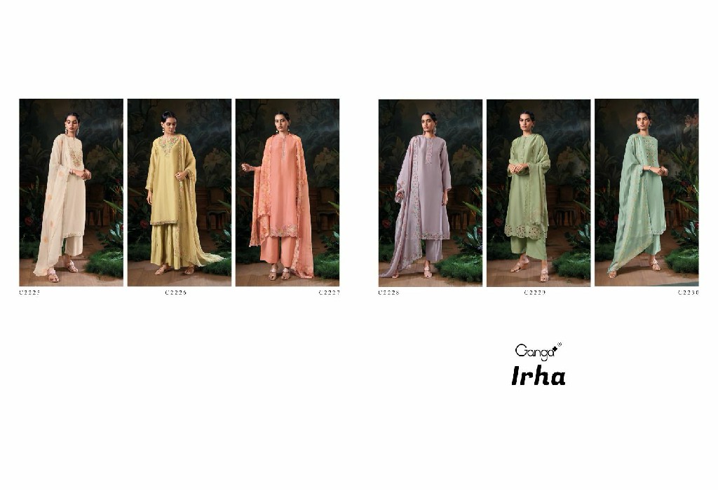 Ganga Irha Wholesale Pure Bemberg Silk With Embroidery Salwar Suits