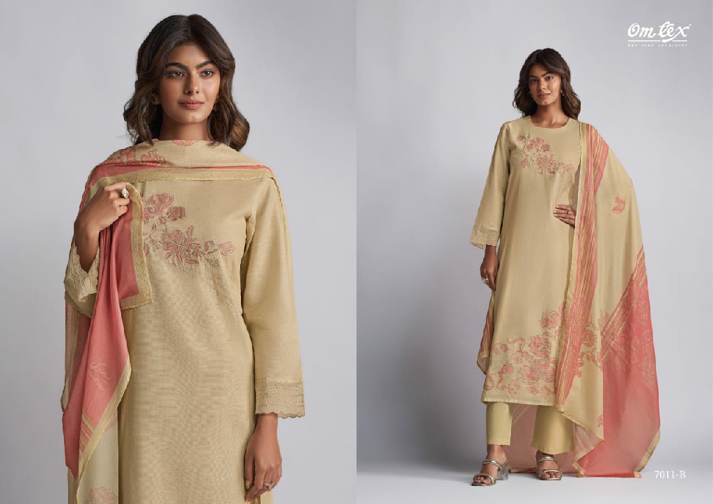 Omtex Traditional Trends Wholesale Linen Cotton With Work Salwar Suits