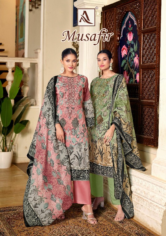 Alok Musafir Wholesale Pure Cambric Cotton With Embroidery Work Dress Material