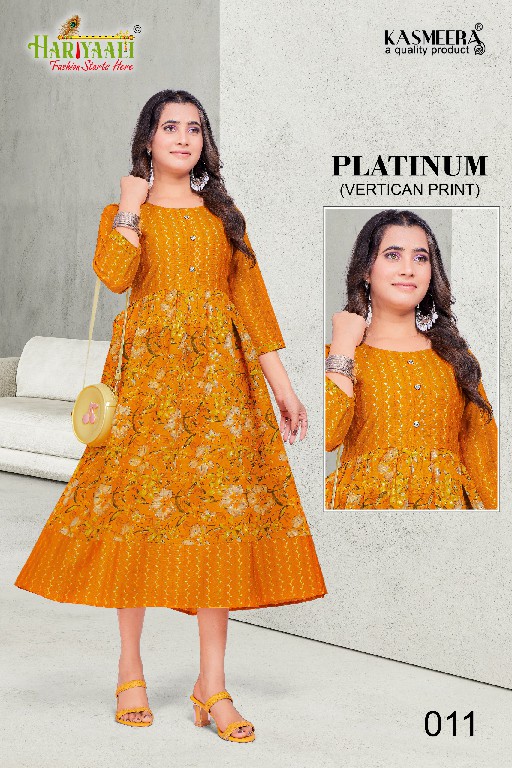 Hariyaali Platinum Wholesale Heavy Vertican Print With Flair Concept Kurtis Combo