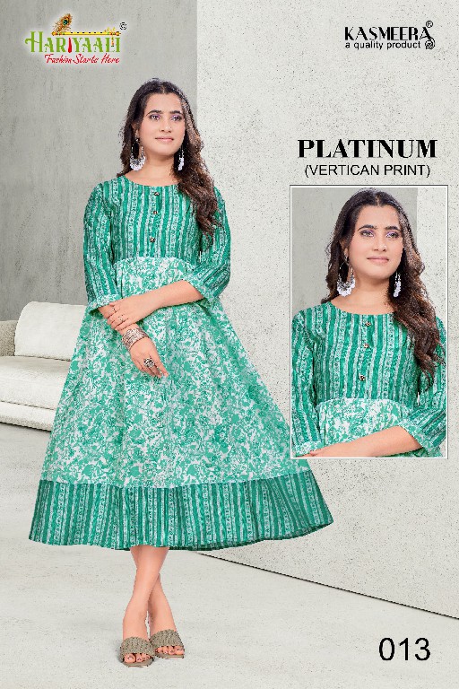 Hariyaali Platinum Wholesale Heavy Vertican Print With Flair Concept Kurtis Combo