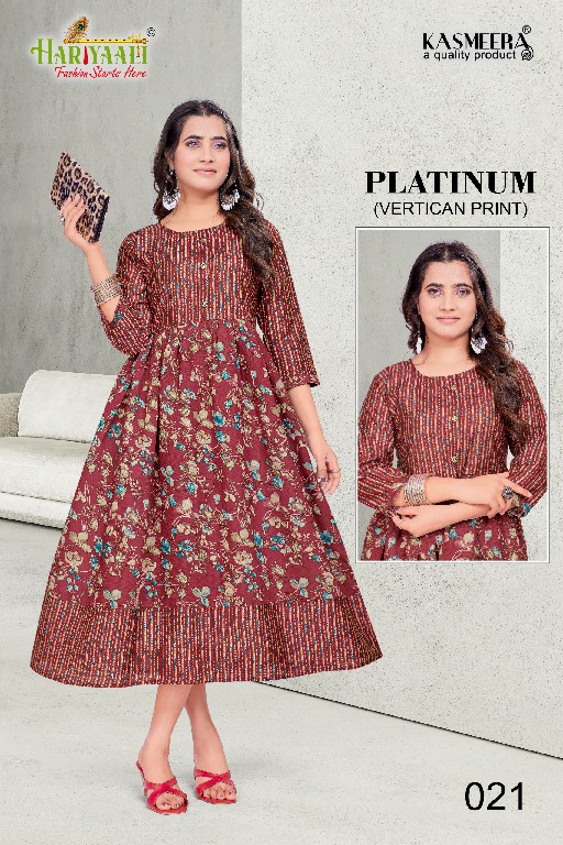 Hariyaali Platinum Wholesale Heavy Vertican Print With Flair Concept Kurtis Combo
