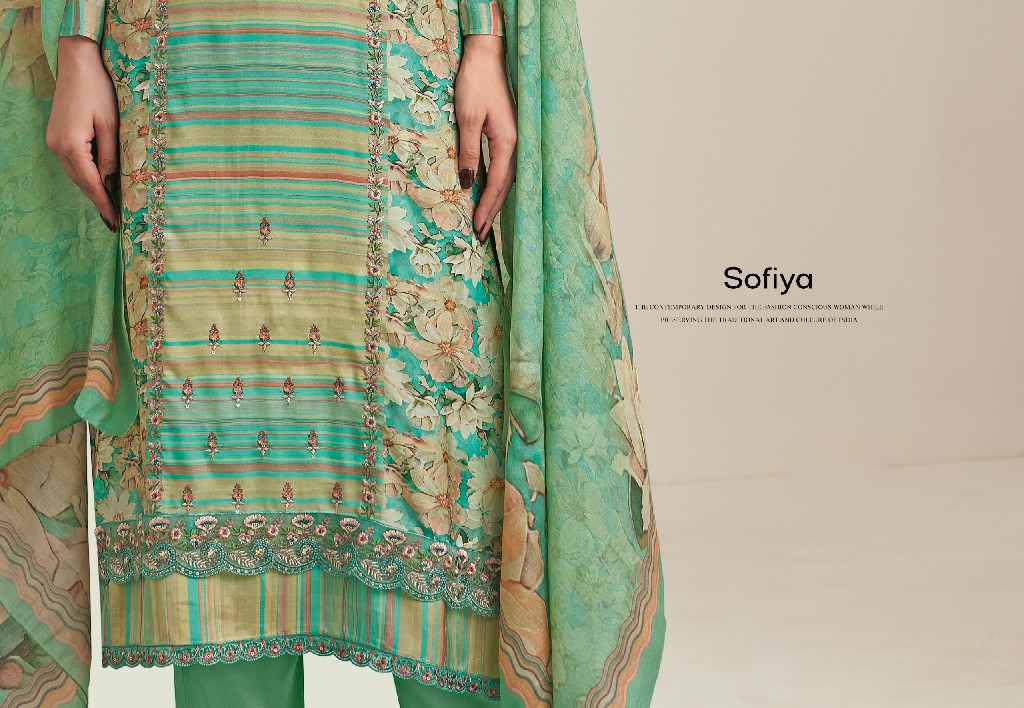 Glossy Simar Sofiya Wholesale Modal Muslin With Embroidery Work Salwar Suits