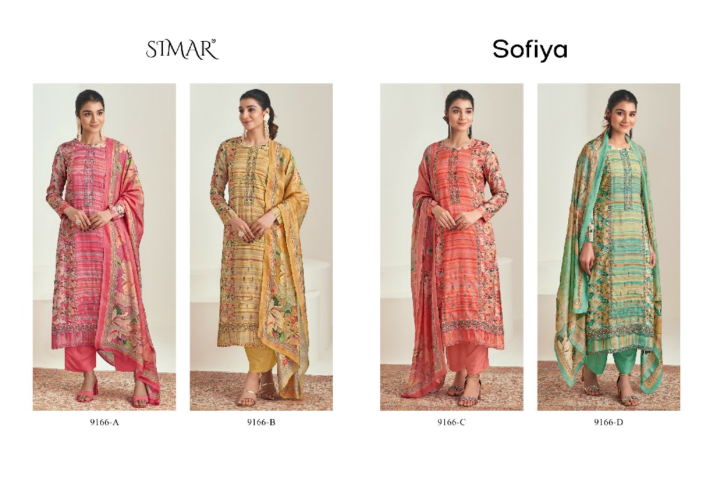 Glossy Simar Sofiya Wholesale Modal Muslin With Embroidery Work Salwar Suits