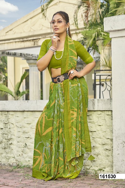 Vallabhi Aagya Wholesale Leaf Print With Foil Printed Ethnic Sarees