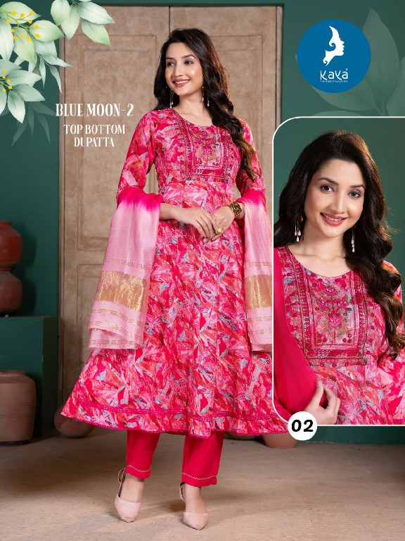 Kaya Blue Moon Vol-2 Wholesale Umbrella Cut Top With Pant And Dupatta