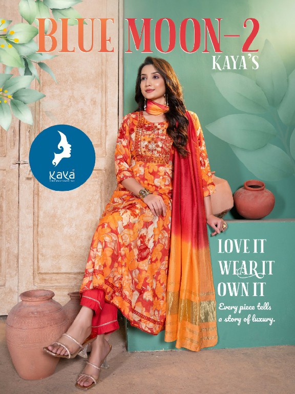 Kaya Blue Moon Vol-2 Wholesale Umbrella Cut Top With Pant And Dupatta