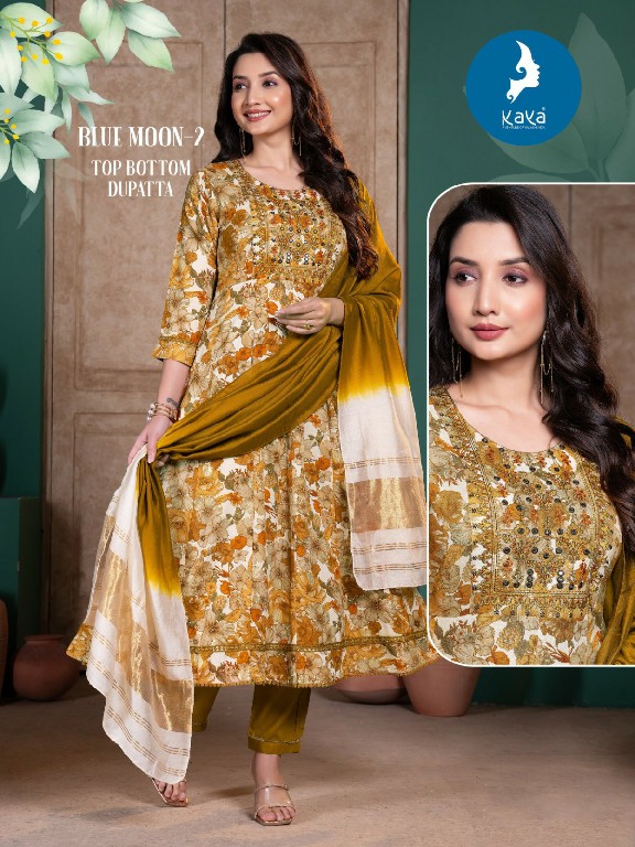 Kaya Blue Moon Vol-2 Wholesale Umbrella Cut Top With Pant And Dupatta