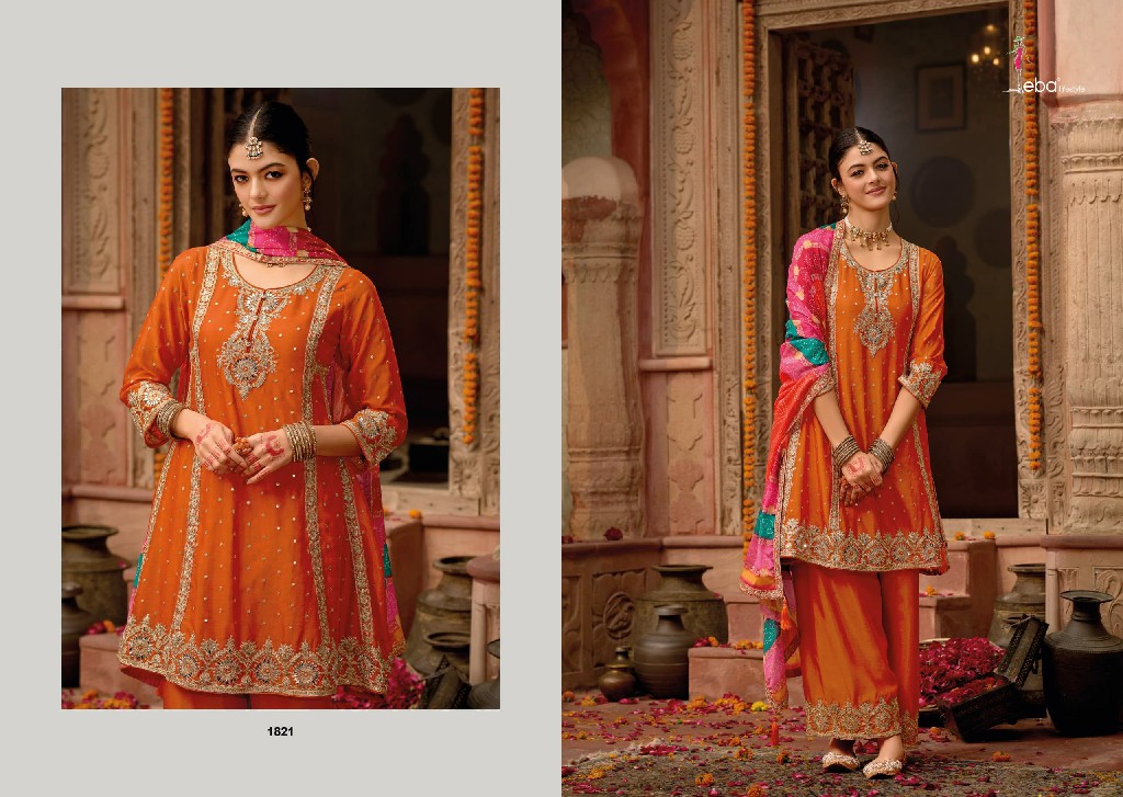 Eba Lifestyle Gajari Wholesale Chinon Silk Top With Pant And Dupatta