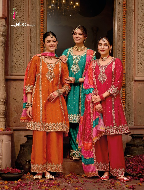 Eba Lifestyle Gajari Wholesale Chinon Silk Top With Pant And Dupatta