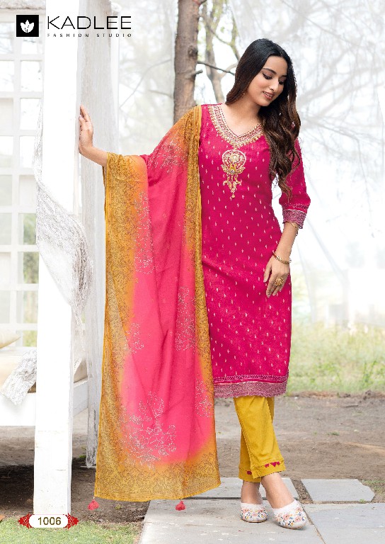 Kadlee Divaine Wholesale Vetican Foil Print Kurti With Pant And Dupatta