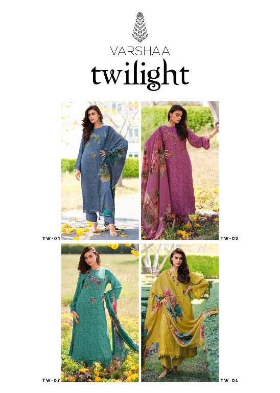 Varsha Twilight Wholesale Cotton Printed With Embroidery Salwar Suits