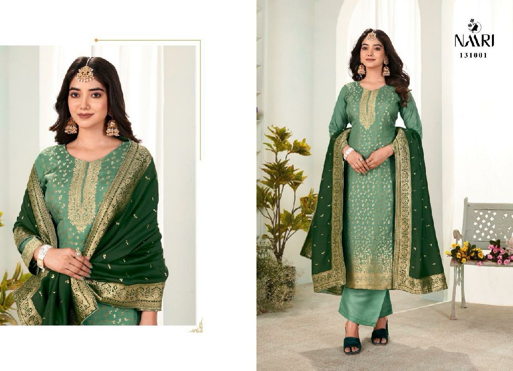 Naari Benz Vol-5 Wholesale Pure Muslin Jacquard Dress Material