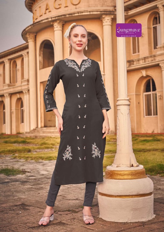 Rangmaya Farah Wholesale Kurti With Sliw Work Long Kurtis Catalog
