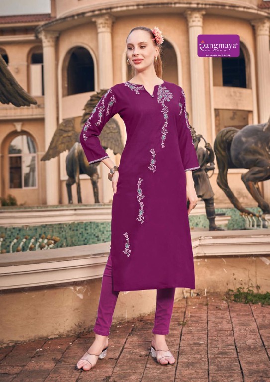 Rangmaya Farah Wholesale Kurti With Sliw Work Long Kurtis Catalog