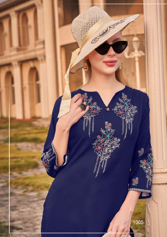 Rangmaya Farah Wholesale Kurti With Sliw Work Long Kurtis Catalog