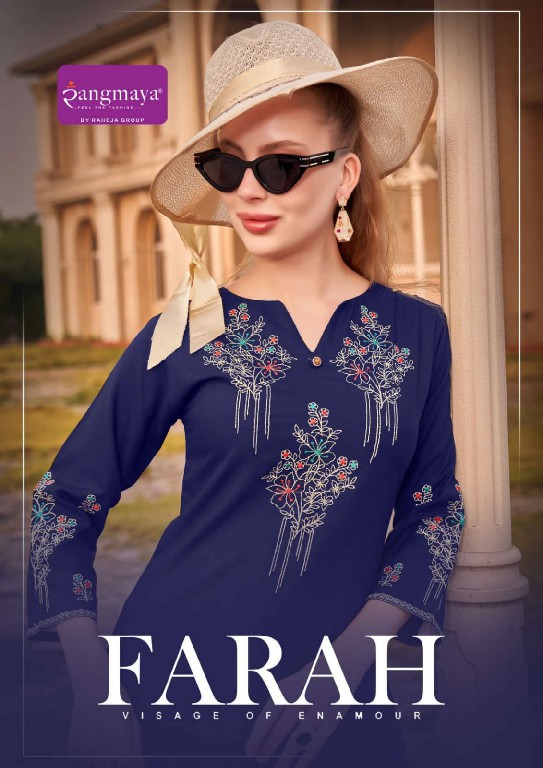 Rangmaya Farah Wholesale Kurti With Sliw Work Long Kurtis Catalog