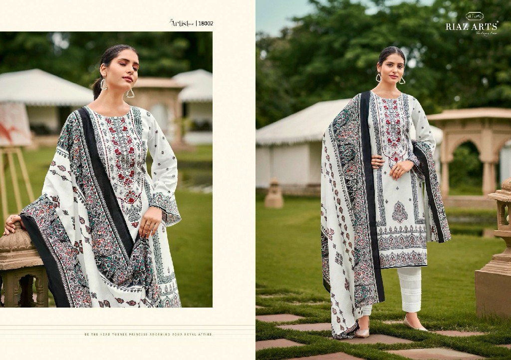 RIAZ ARTS THE ARTIST VOL 5 PRINT HEAVY PAKISTANI NECK EMBROIDERY SALWAR KAMEEZ