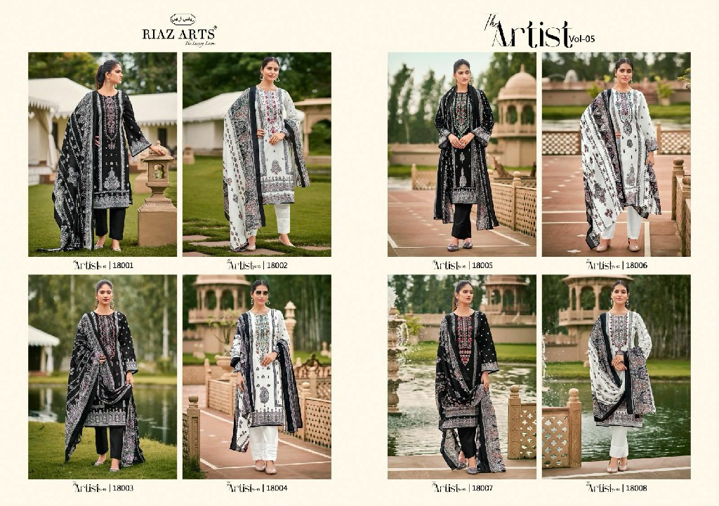 RIAZ ARTS THE ARTIST VOL 5 PRINT HEAVY PAKISTANI NECK EMBROIDERY SALWAR KAMEEZ