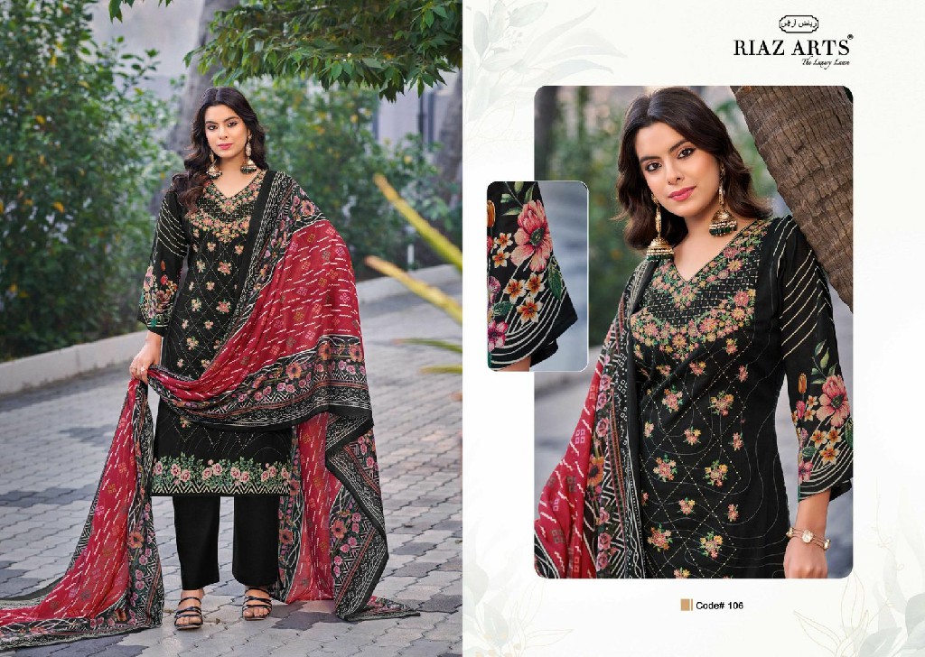 Riaz Arts Elan Vol-2 Wholesale Pure Pakistani Lawn Cotton With Work Dress Material