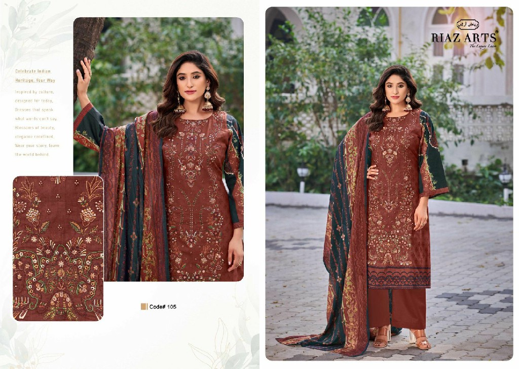 Riaz Arts Elan Vol-2 Wholesale Pure Pakistani Lawn Cotton With Work Dress Material