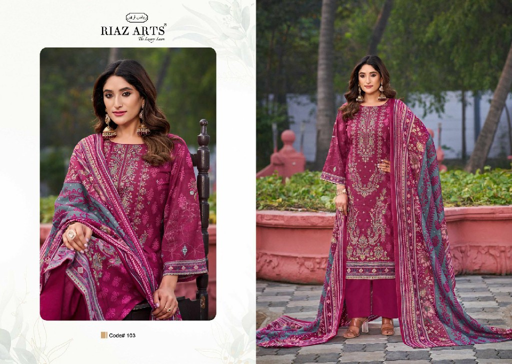 Riaz Arts Elan Vol-2 Wholesale Pure Pakistani Lawn Cotton With Work Dress Material