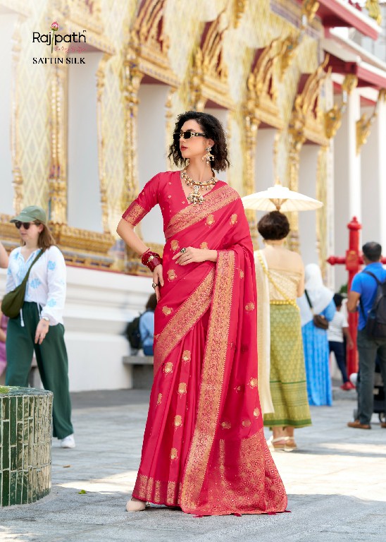 Rajpath White Rose Wholesale Sattin Silk Fabrics Indian Sarees