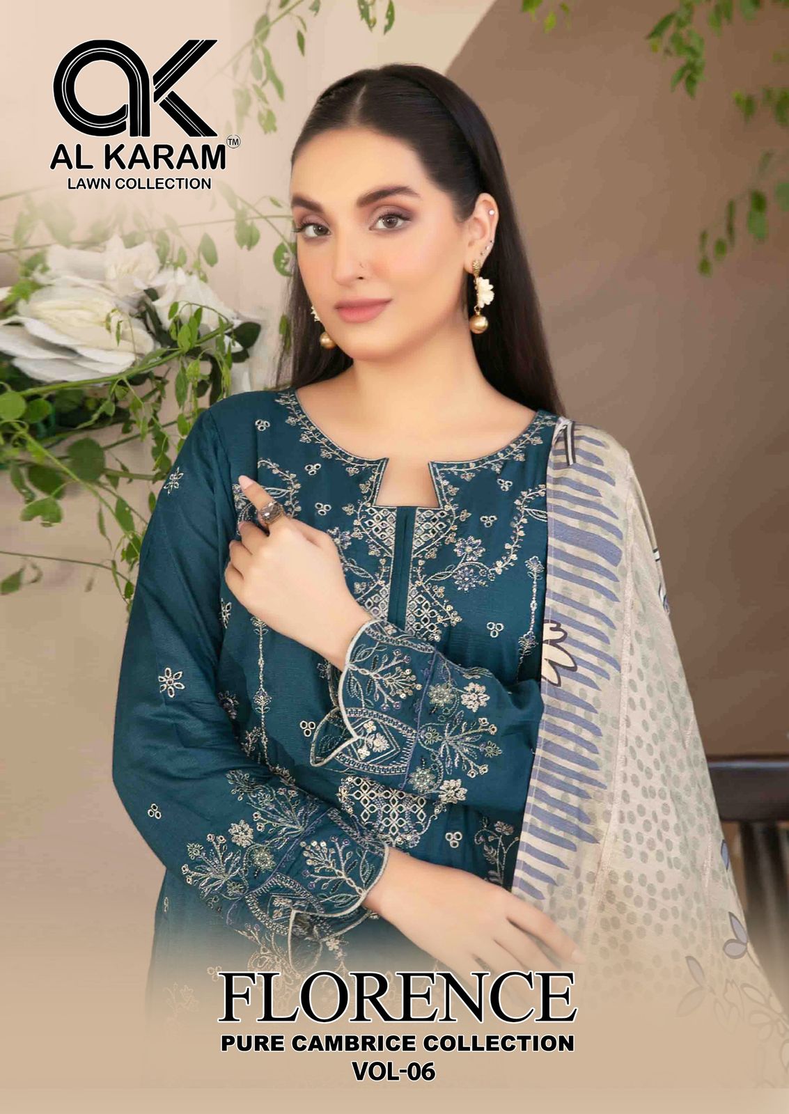 Al Karam Florence Vol-6 Wholesale Pure Lawn Cotton Dress Material