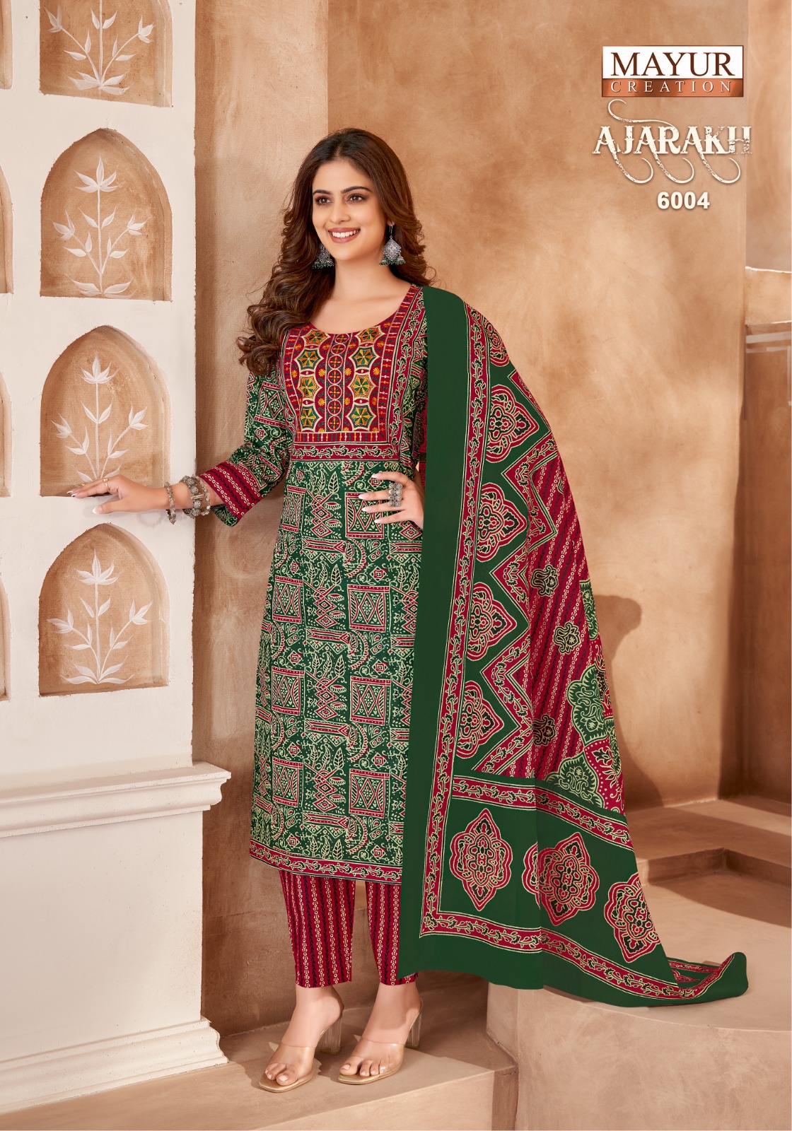 MAYUR CREATION AJARAKH VOL 6 COTTON THREAD WORK READYMADE 3PCS SET
