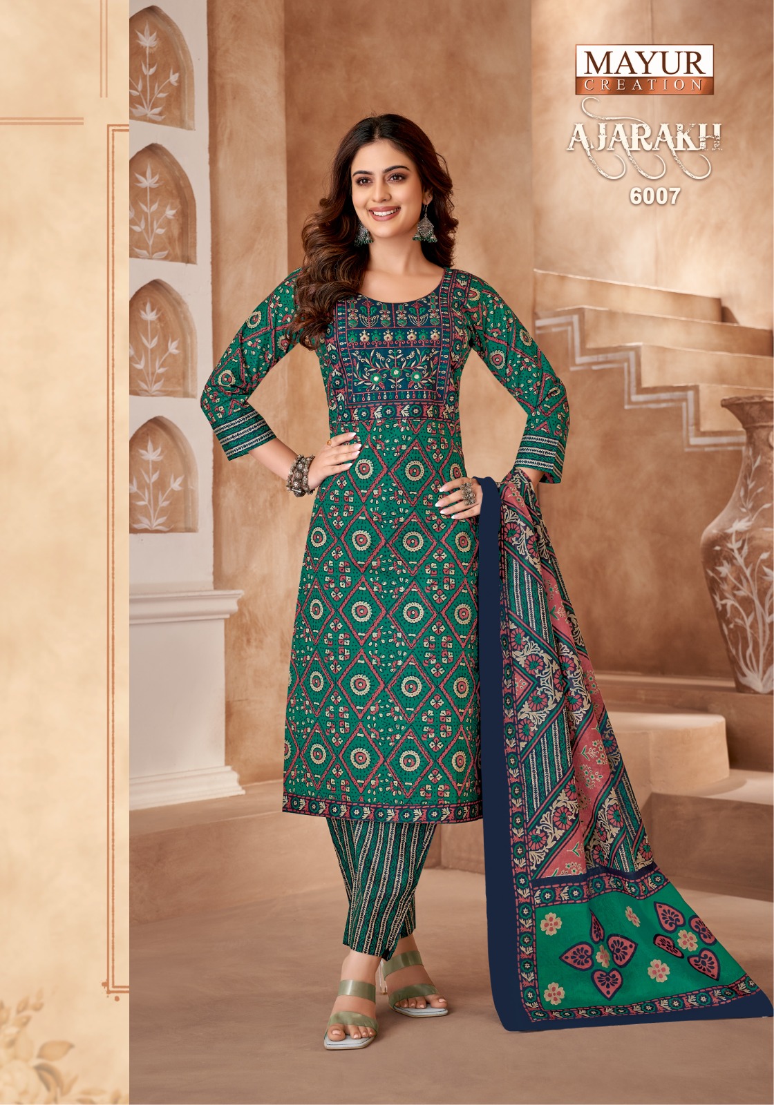 MAYUR CREATION AJARAKH VOL 6 COTTON THREAD WORK READYMADE 3PCS SET