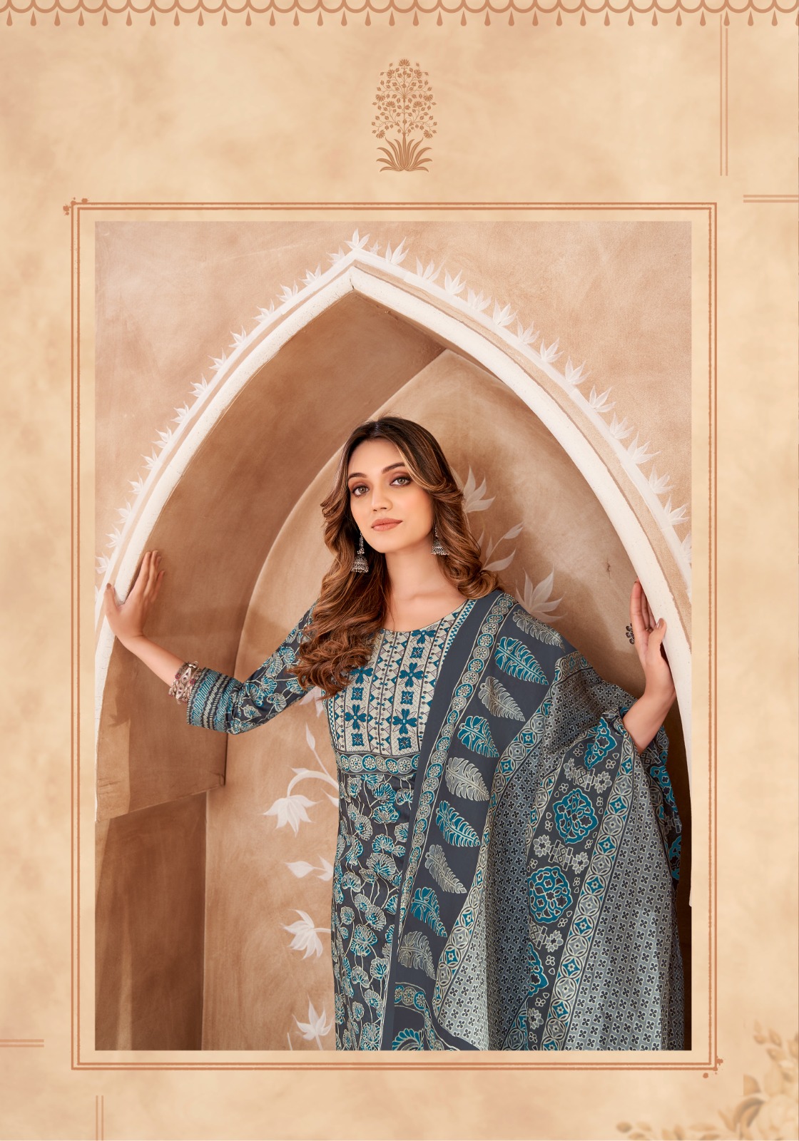 MAYUR CREATION AJARAKH VOL 6 COTTON THREAD WORK READYMADE 3PCS SET