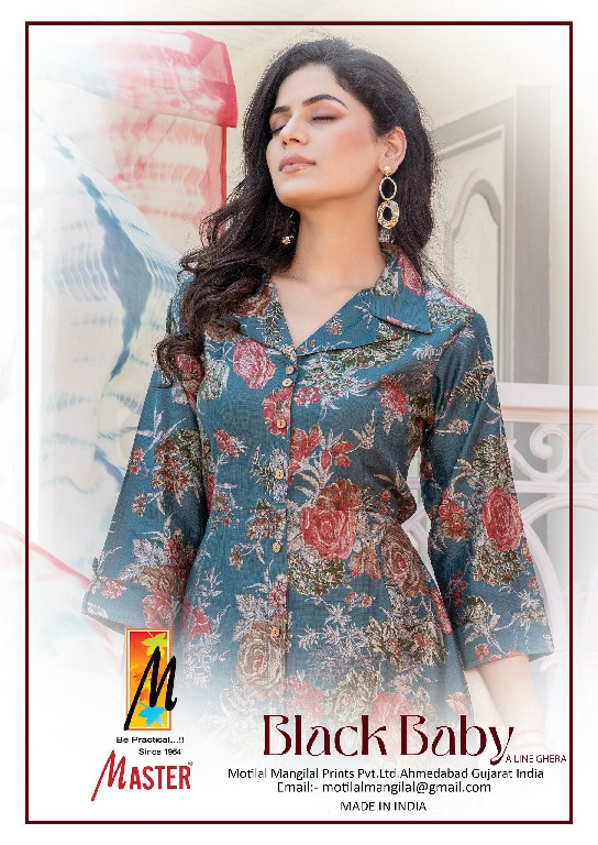 master black baby vertican print readymade fancy suit for ladies
