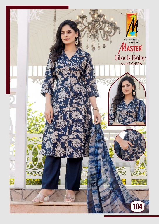 master black baby vertican print readymade fancy suit for ladies