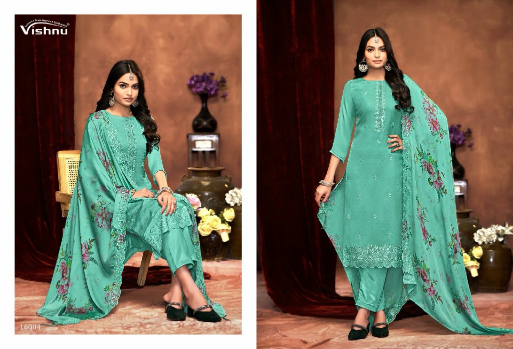 Vishnu Karamat Vol-6 Wholesale Silk Georgette With Swaroski Work Dress Material