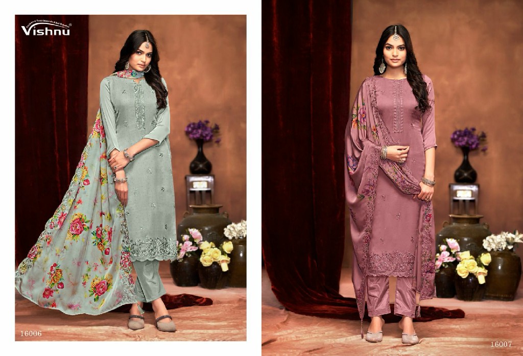 Vishnu Karamat Vol-6 Wholesale Silk Georgette With Swaroski Work Dress Material